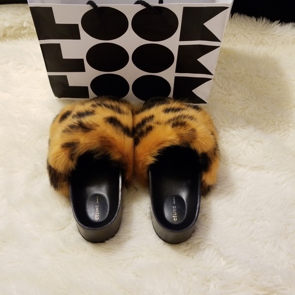 Nwob Authentic celine leopard print fur slides - Picture 4 of 7
